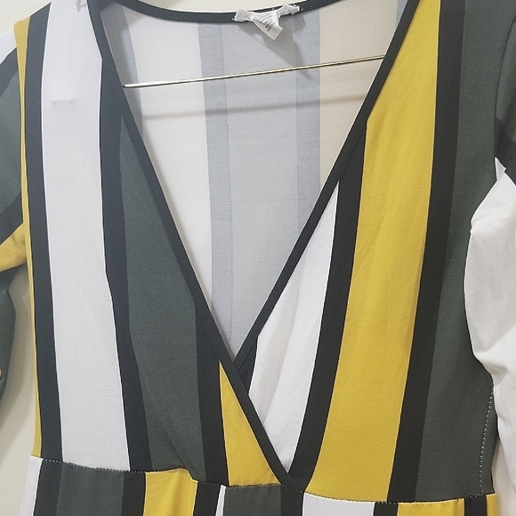Capella Green and Yellow Striped Jumpsuit with Wide-Leg Silhouette - Picture 8 of 13